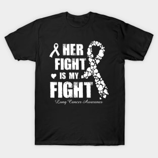 Her Fight Is My Fight Lung Cancer Awareness Retro Ribbon Gift T-Shirt